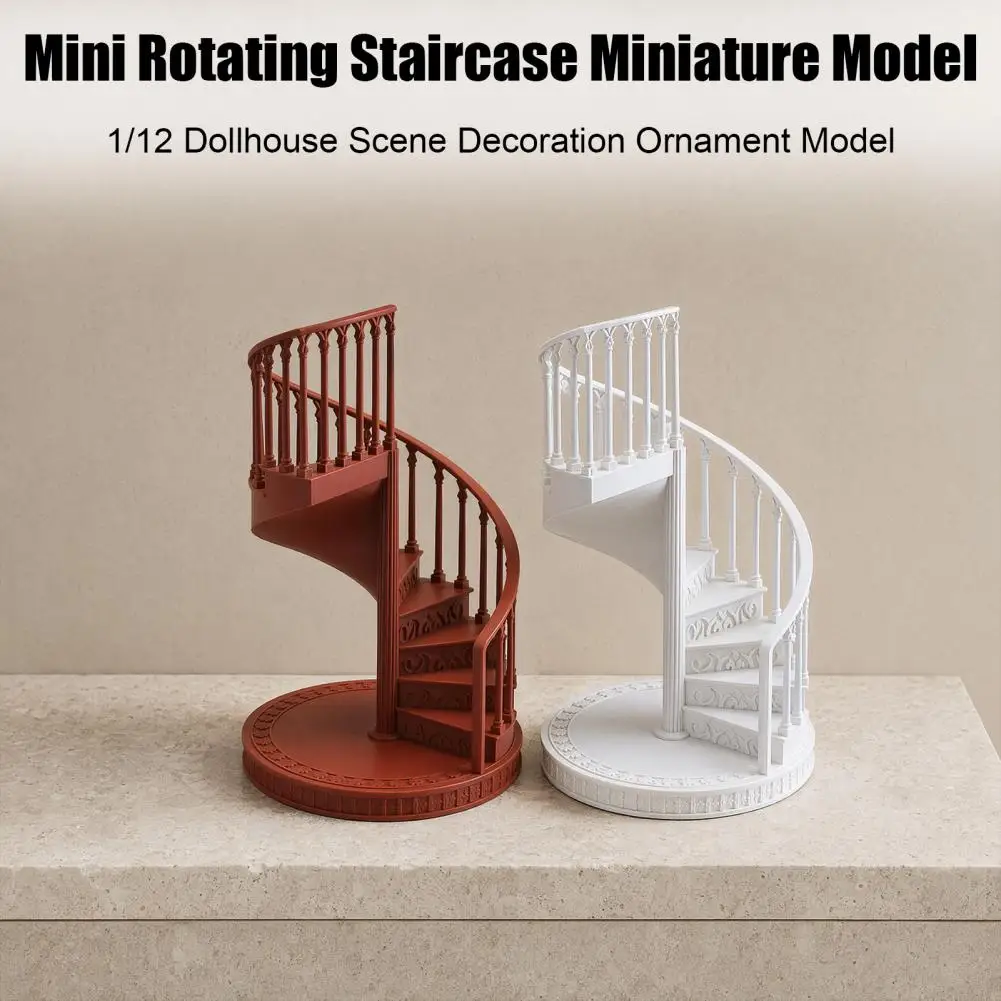 Doll Mansion Spiral Staircase Miniature Spiral Staircase Model Tiny Retro Stairs Replica 1/12 Scale Dollhouse for Miniature