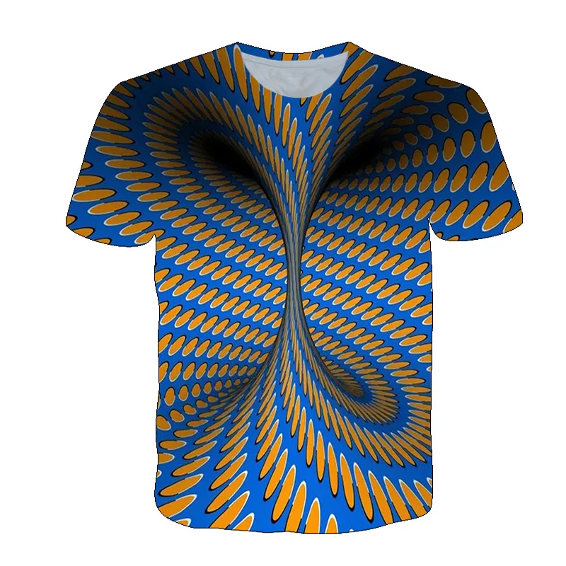 New 3D Psychedelic Whirlpool Pattern Men T-shirt Summer Trend Three-dimensional Graphic T Shirts Fashion Casual Print T-shirt