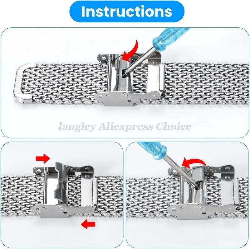 1.0 مللي متر ميلانو شبكة حزام الساعات الفولاذ المقاوم للصدأ القرش شبكة حزام ساعة اليد 18 مللي متر 20 مللي متر 22 مللي متر 24 مللي متر الإفراج السريع أساور لأحزمة Seiko