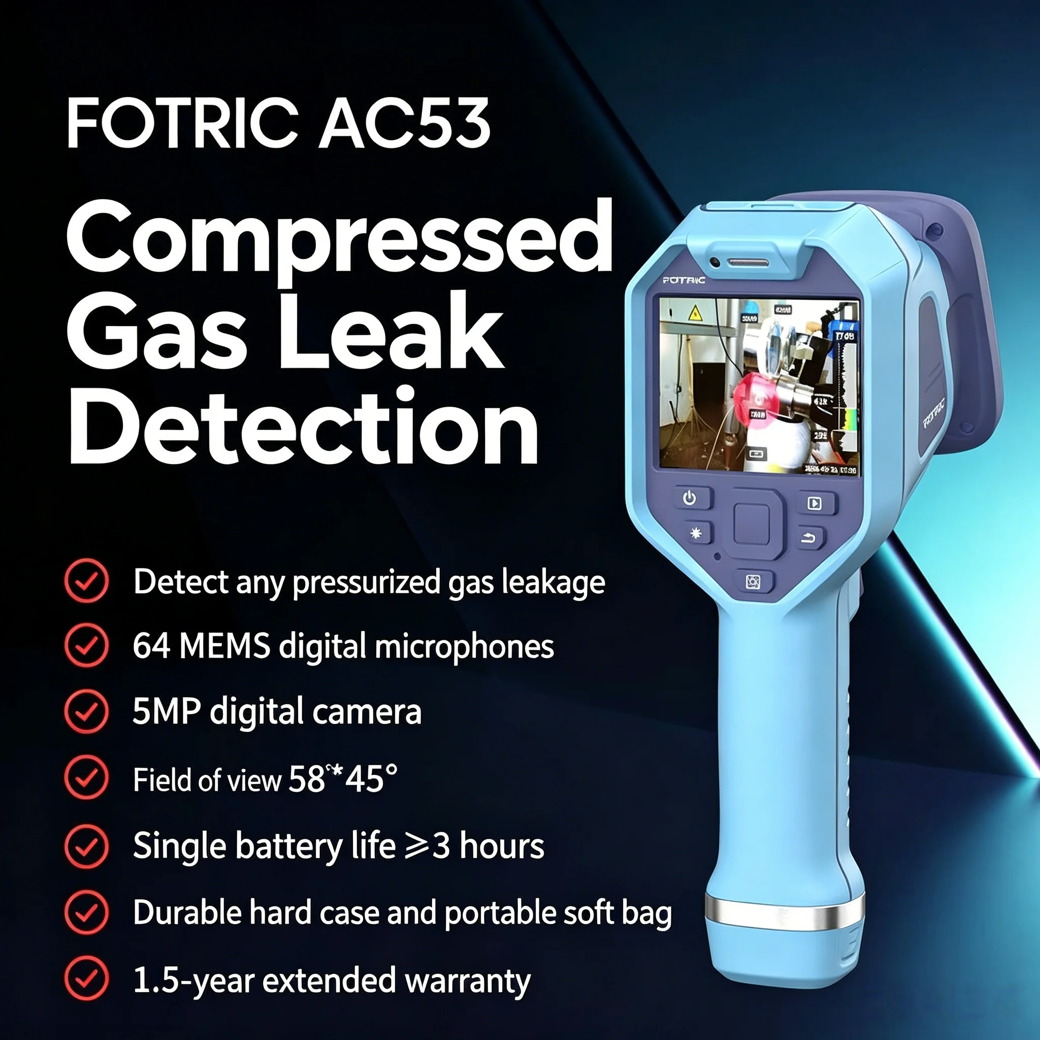 Acoustic Imaging Instrument FOTRIC AC53 Ultrasonic Instrument for Gas Leak Detection and Ultrasonic Gas Leak Detection