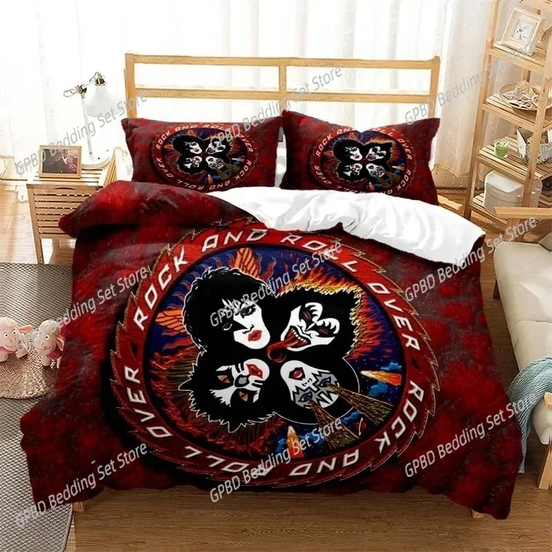

Kiss Rock Band Bedding Set For Bedroom Soft Modern Bedspreads Comefortable Kids Duvet Cover Quilt Cover And Pillowcase