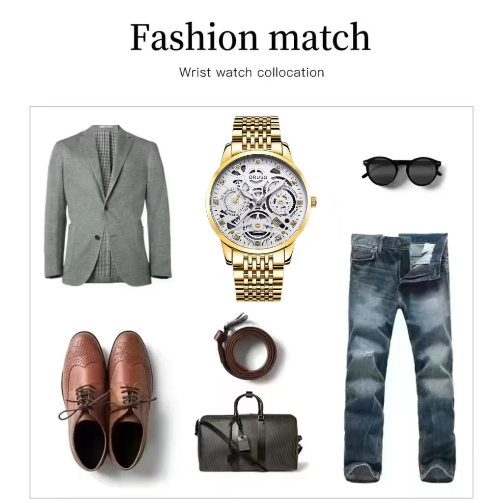 ORUSS оригинальные элитные роскошные мужские часы светящиеся часы для мужчин часы модные наручные часы из нержавеющей стали водонепроницаемые кварцевые