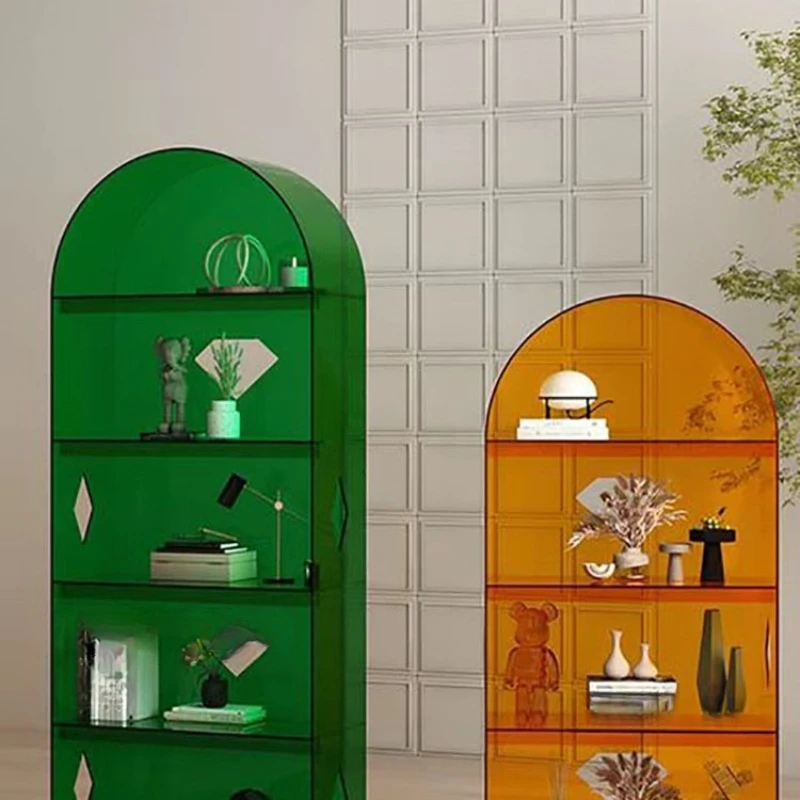 

Arched multi-layer bookshelves, handmade acrylic floor storage shelves, plastic bookcases for home or office use