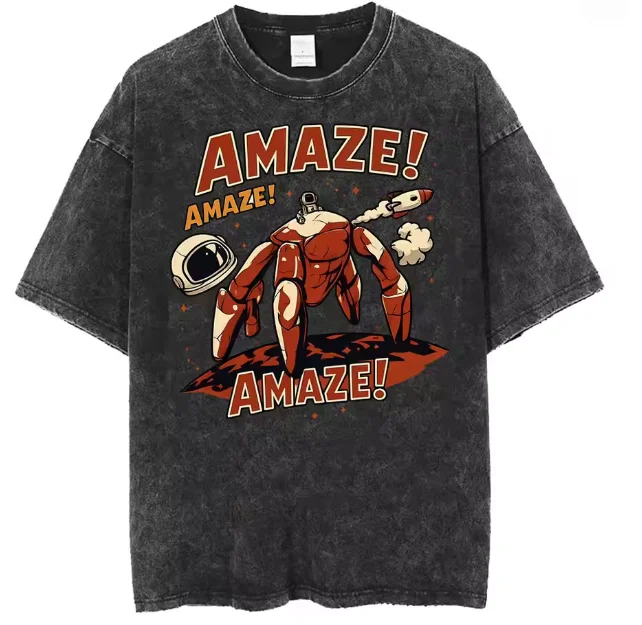 Funny Amaze Rocket Rocky Project Hail Mary T Shirt Men Women Fashion Short Sleeve T-shirts Vintage Washed Oversized T-shirt Tops
