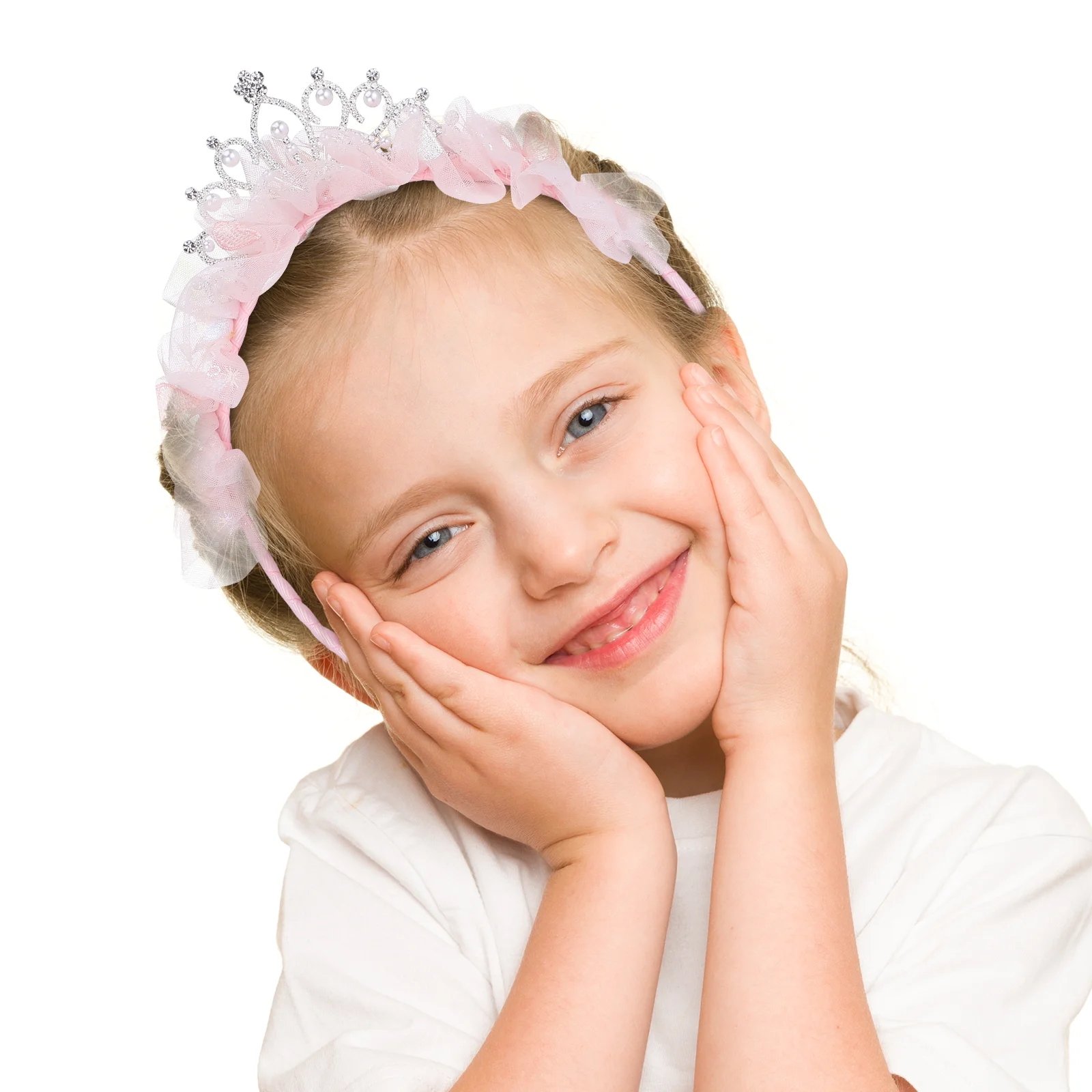 

Princess Crown Headband Wedding Birthday Tiaras Mesh Hairband Rhinestone Beads Headdress Accessories Women Girls Toddler Party