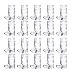 20 Pcs Cowboy Boot Shot Glasses Plastic Cup Mini Glasses for Liquor Shots