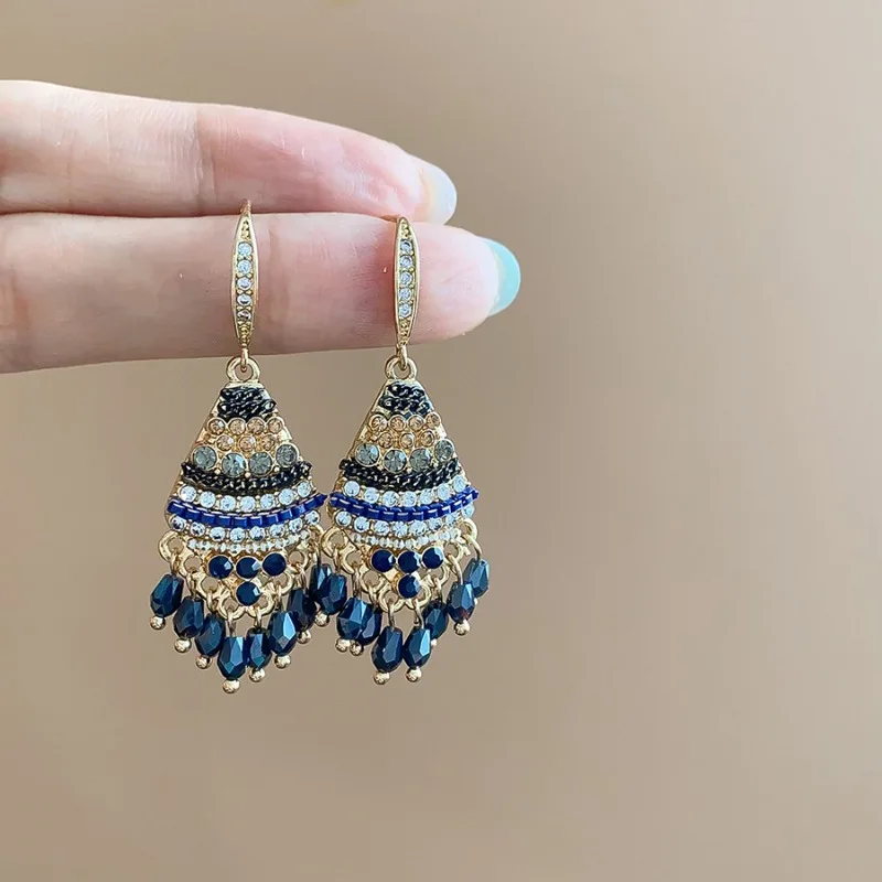Винтажные серьги-подвески с кисточками в этническом стиле, инкрустированные цирконом для женщин, ювелирные изделия, новинка 2025 года, пляжные винтажные серьги Pendientes Винтажные серьги-подвески с кисточками в этническом стиле, инкрустированные цирконом для женщин, ювелирные изделия, новинка 2025 года, пляжные винтажные серьги Pendientes