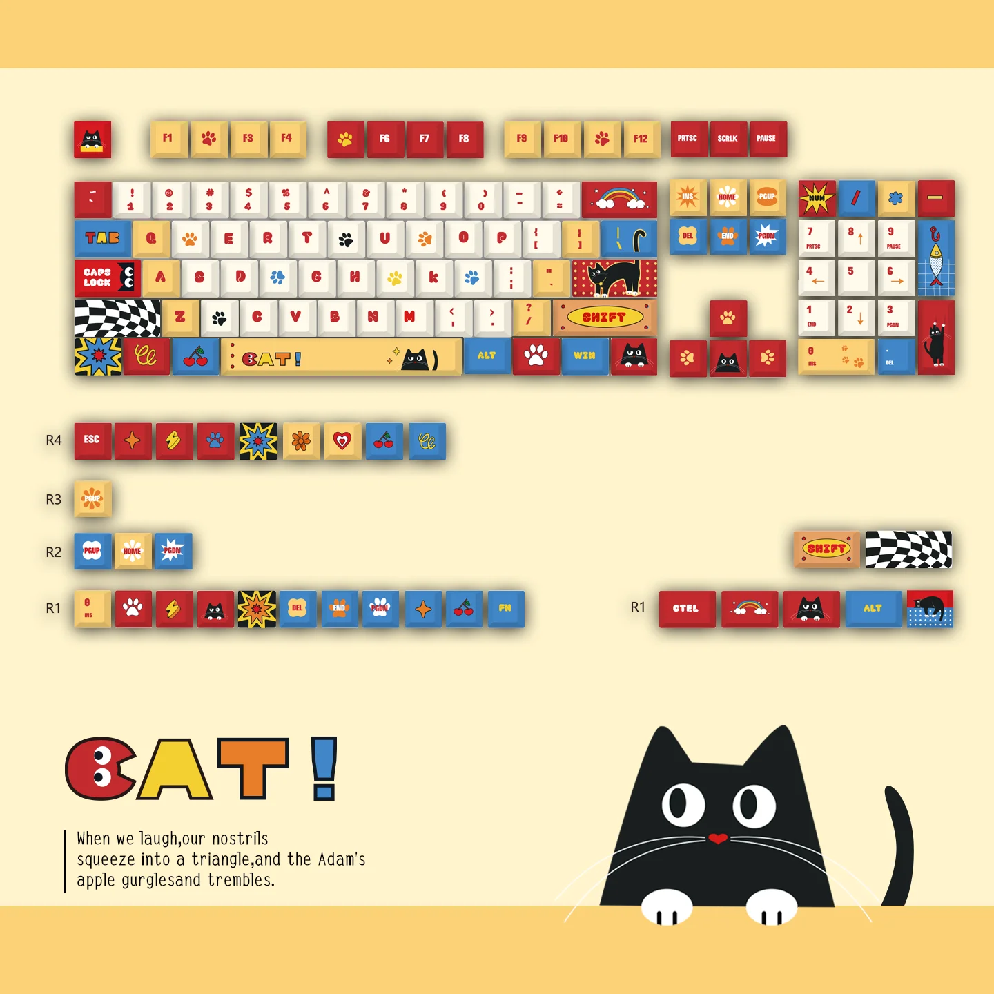 130 keys High Quality Cherry Keycaps Cartoon Cat Key cap Color Cute Game Custom Personalized Mechanical Keyboard Cap
