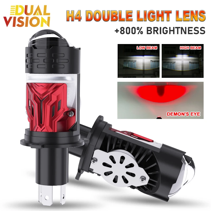 

LED Headlight Bulb Projector New H4/9003/HB2 with evil's Eyes Super Bright LED 800W 600000LM 6000K Hi/Lo Beam For Car&Motorcycle
