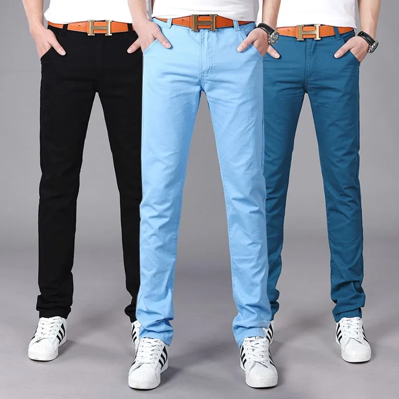 Pantaloni Chino in cotone casual kaki Pantaloni a gamba dritta da uomo Primavera Gioventù Vitali Sle Pantaloni lunghi senza ferro di colore puro elasticizzato