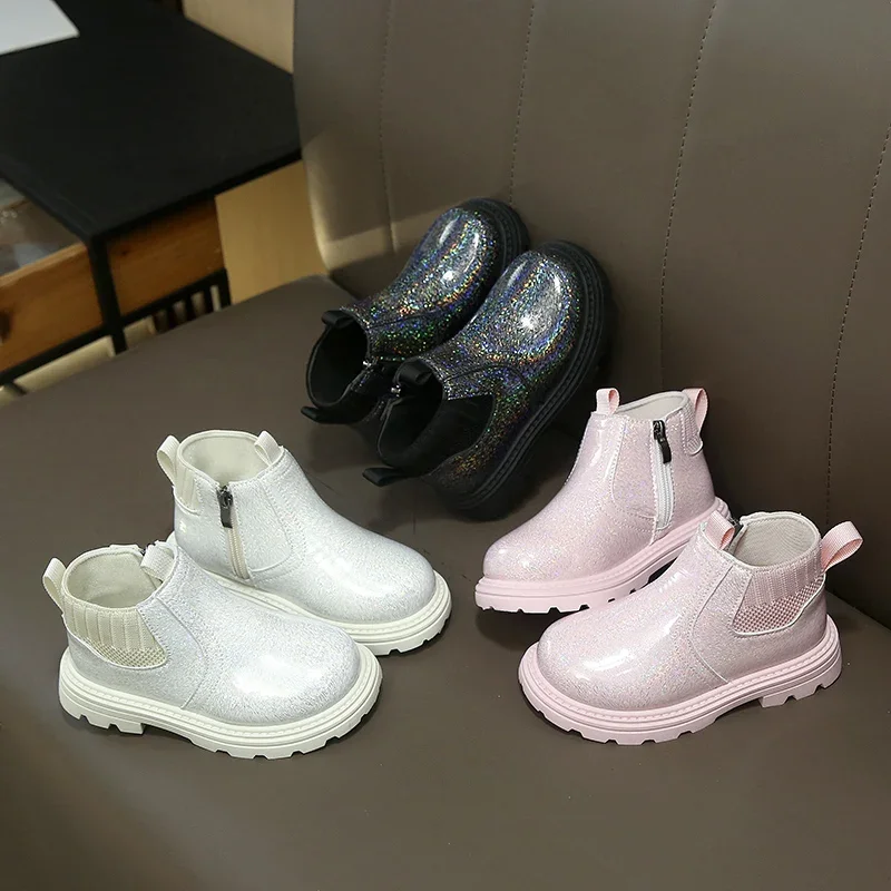 

Kids Princess Boots Non-slip Elegant Girls Ankle Boots Soft Bottom Fashion 2025 Autumn Winter New Children Leather Boots Sweet