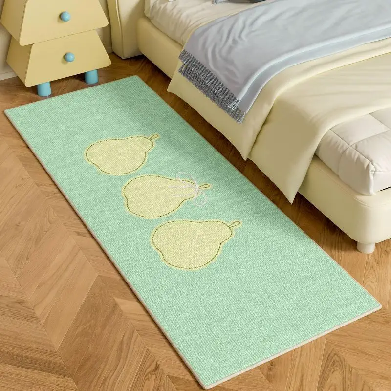 VIKAMA Mint Cream Yellow Pear Outline Fruit Runner Rug Cutesy Understated Sleeping Space Room Accent Nostalgic Sturdy Soft Cozy