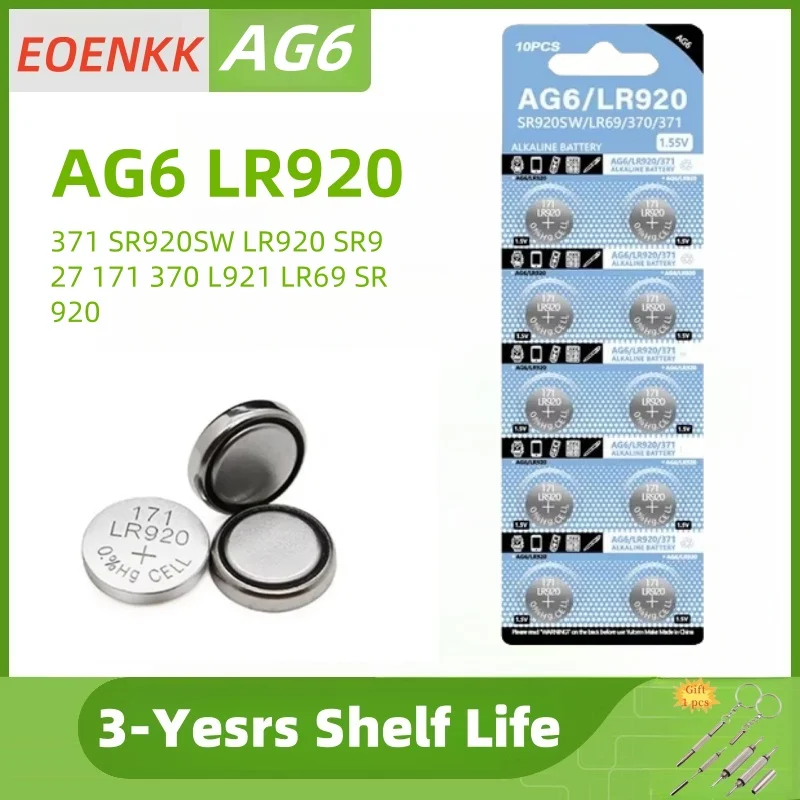 

2-50PCS 1.55V Coin Battery AG6 371 SR920SW LR920 SR927 171 370 L921 LR69 SR920 Button Batteries For Watch Toys Remote