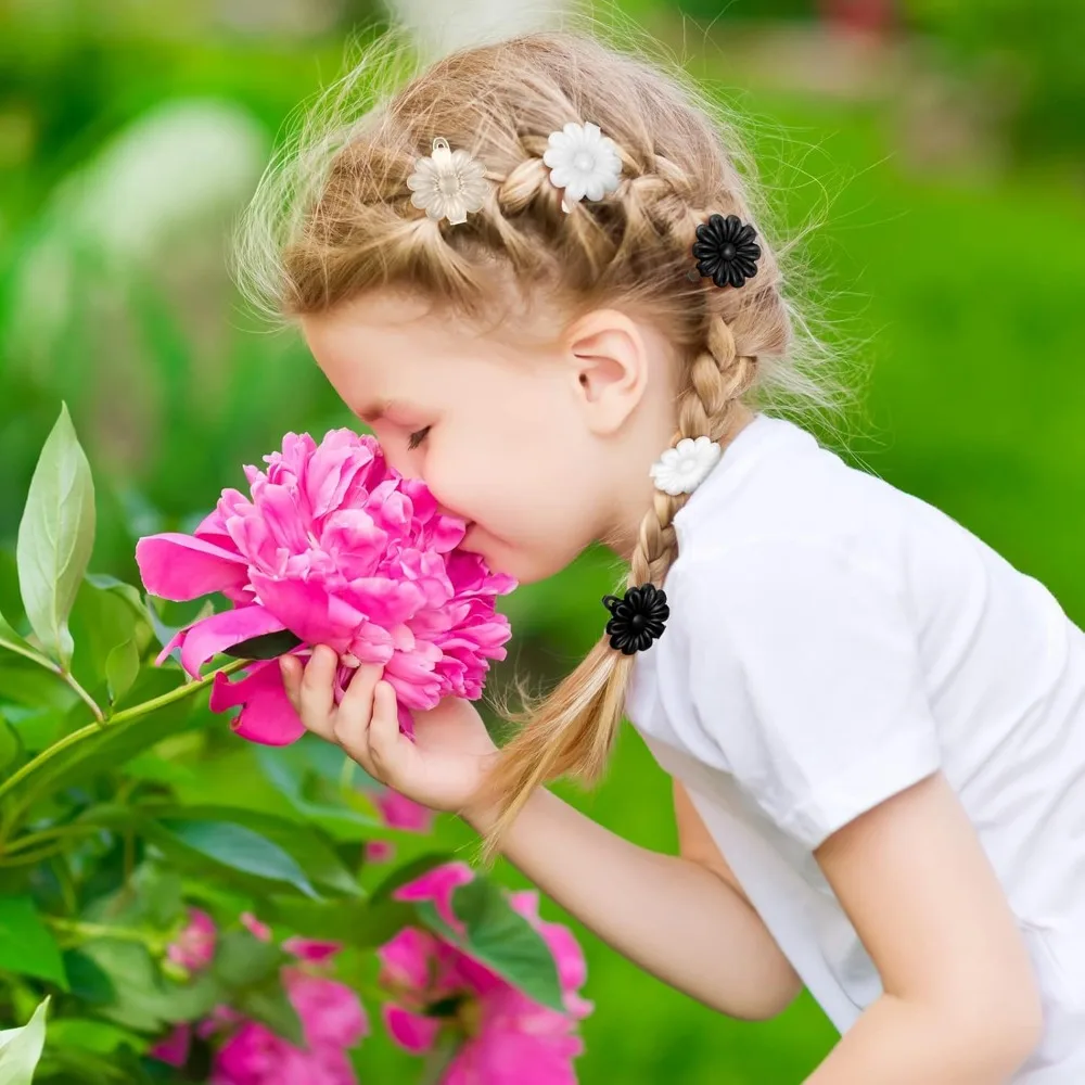 Janinka 72 piezas de pinzas para el cabello de plástico con bisagras automáticas: horquillas de dibujos animados de los años 80 y 90, clips lindos y coloridos para niñas pequeñas (blanco negro