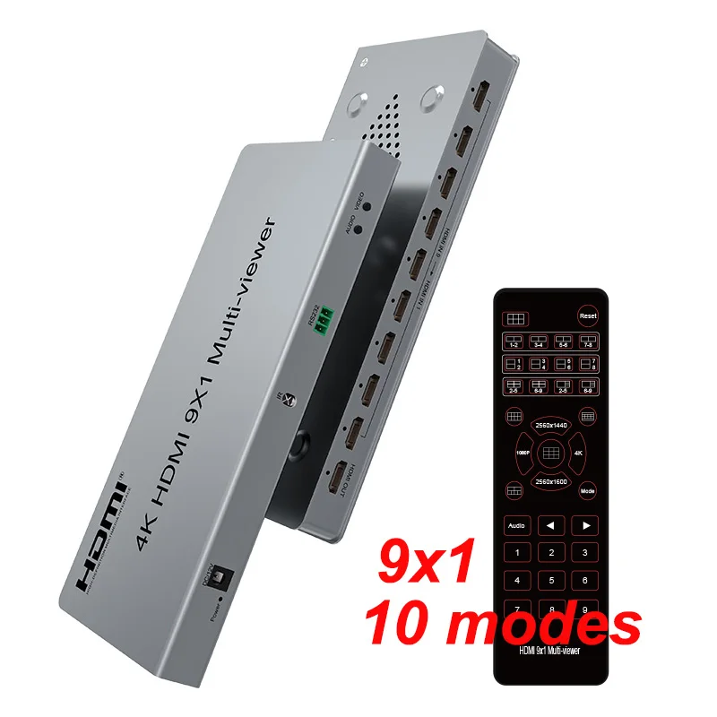 4K 9x1 HDMI Multiviewer 2x1 4x1 6x1 8x1 Multi-viewer Multi Screen Splitter Quad Screen Dual Display 9 Channel Seamless Switch
