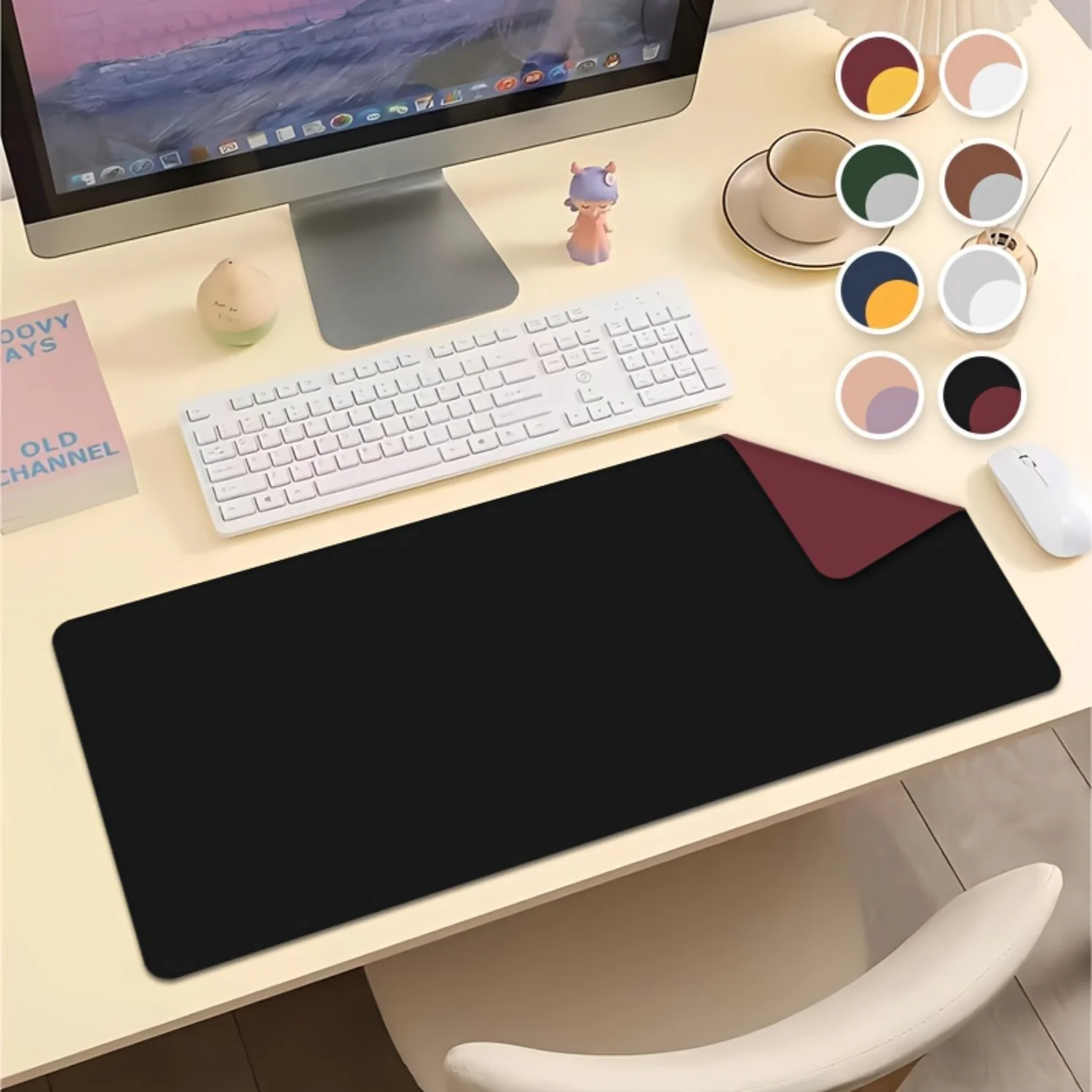 1pc Large Size Office Desk Protector Mat PU Faux Leather Waterproof Mouse Pad Desktop Keyboard Desk Pad Gaming Mousepad PC Acces