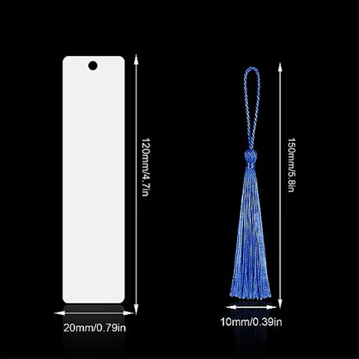 Heat Transfer Sublimation Blank Metal Bookmark,Aluminum DIY Bookmarks with Colorful Tassels for Keychains Craft Projects