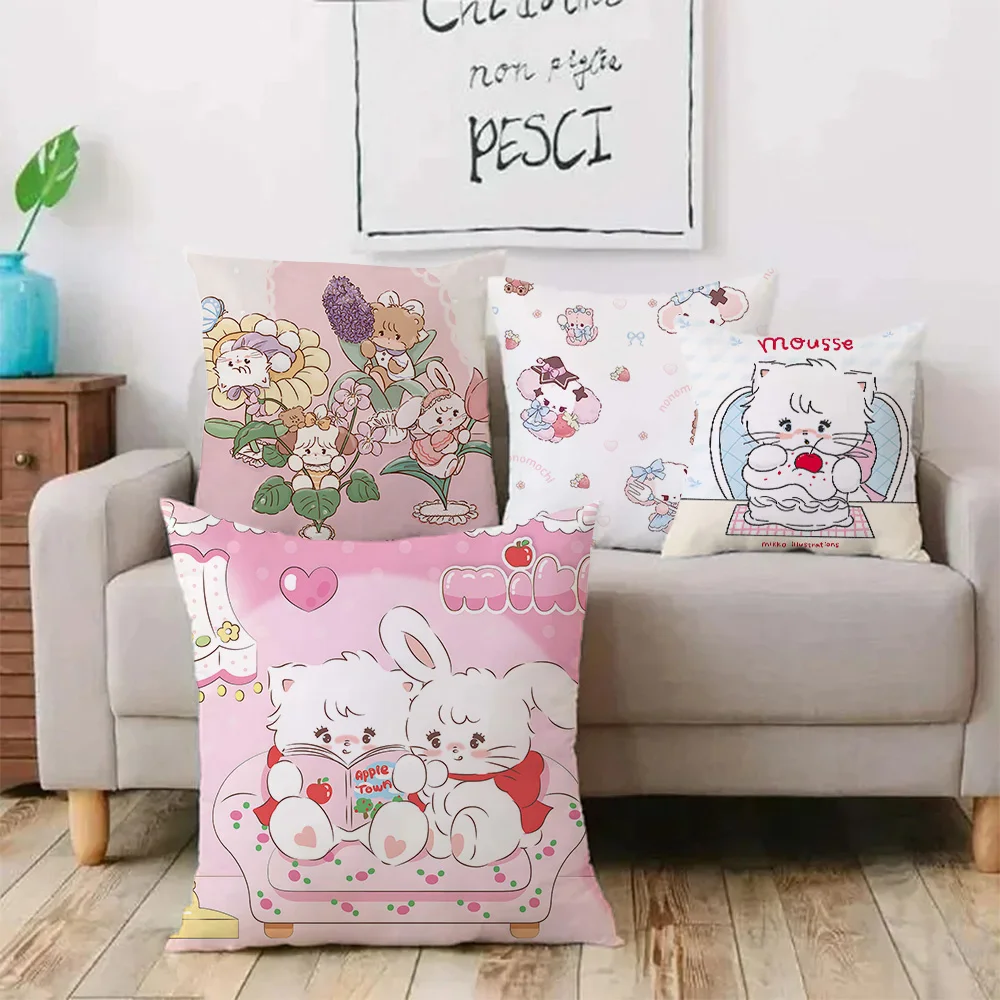 Lovely Bear Rabbit M-MIKKOES Pillow Covers Cartoon Sofa Decorative Home Double-sided Printing Short Plush Cute Cushion Hot Cover