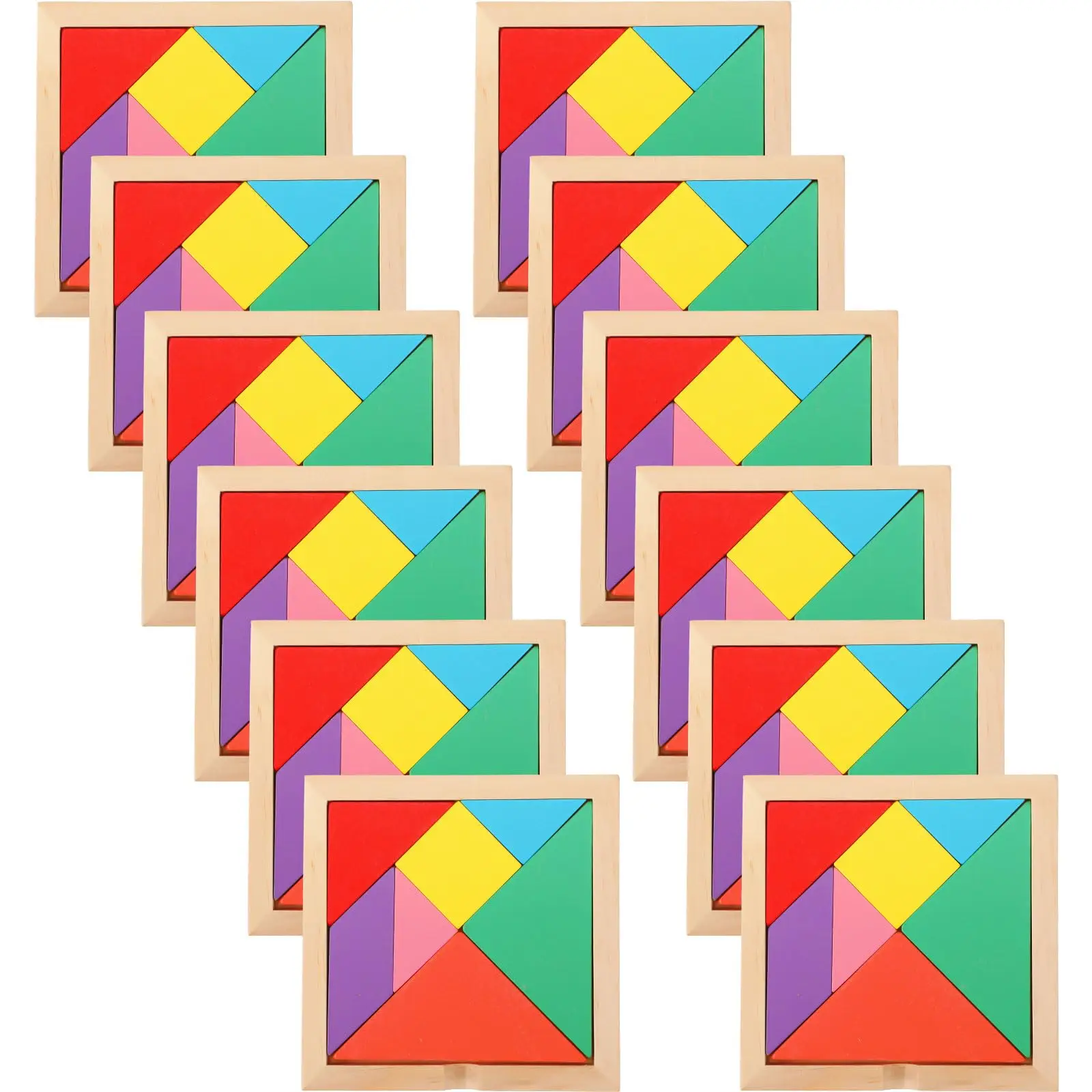 5/10/20/40pcs Wooden Tangram Puzzles for Kids Educational Shape Puzzle Toys Geometric Pattern Brain Logic Puzzle Blocks