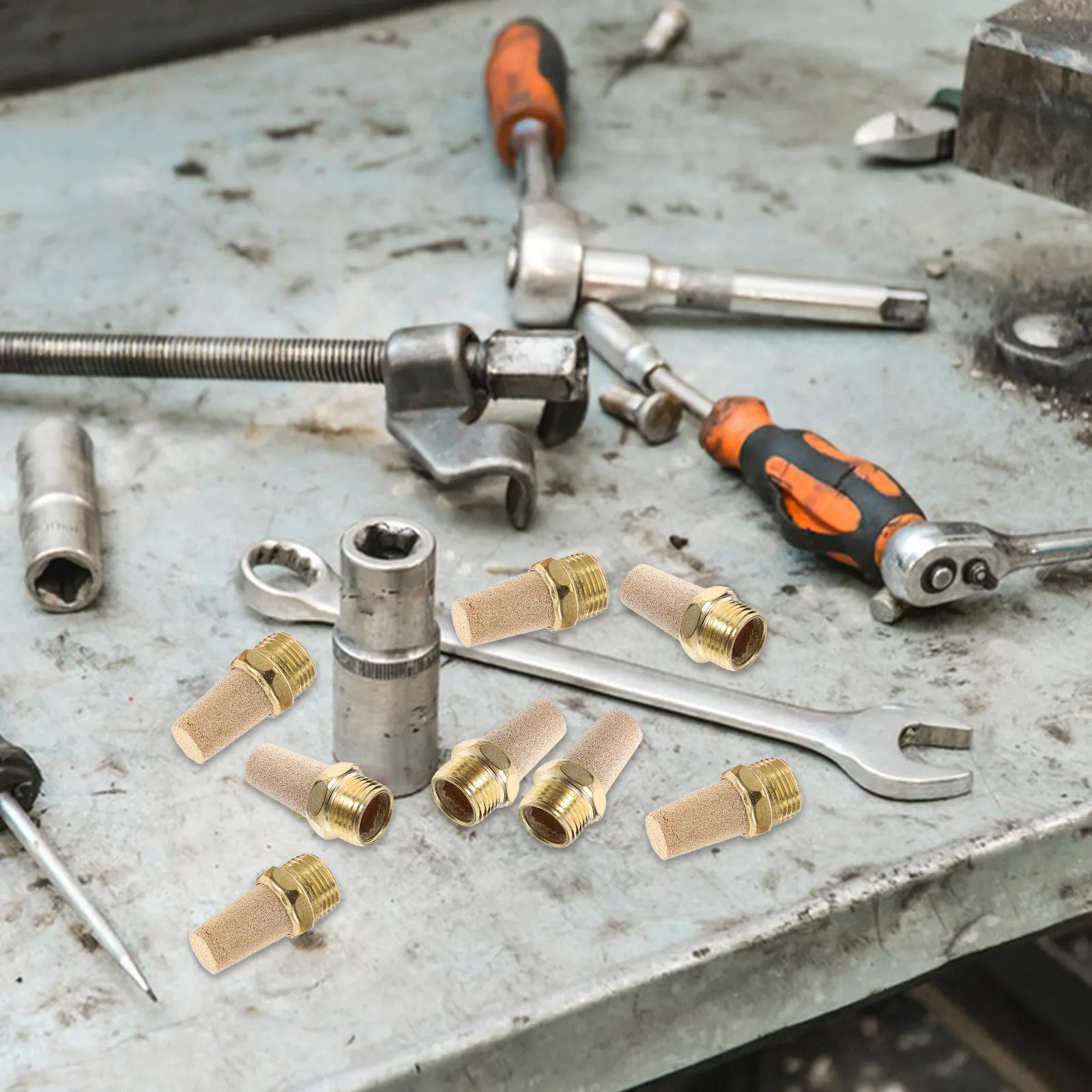 

8pcs Electromagnetic Threaded Solenoid Valve Cylinder Muffler Valve Fitting Threaded Solenoid Muffler Valves 1/4\