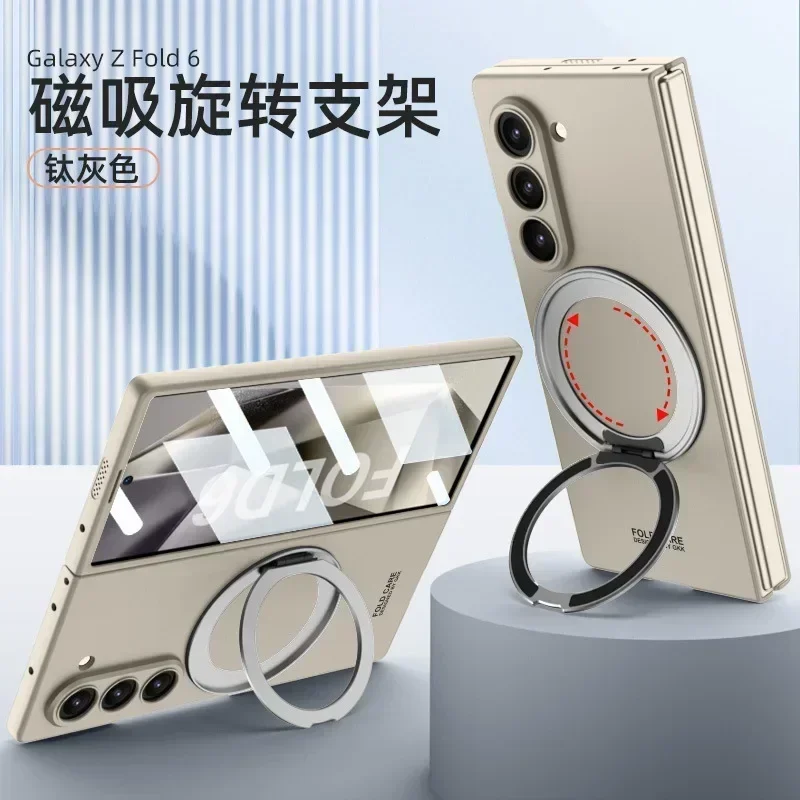 Ultra-Thin Rotating Bracket Wireless Charging Phone Case For Samsung Galaxy Z Fold6 Case Shell Film ZFold 6 Protective Cover New