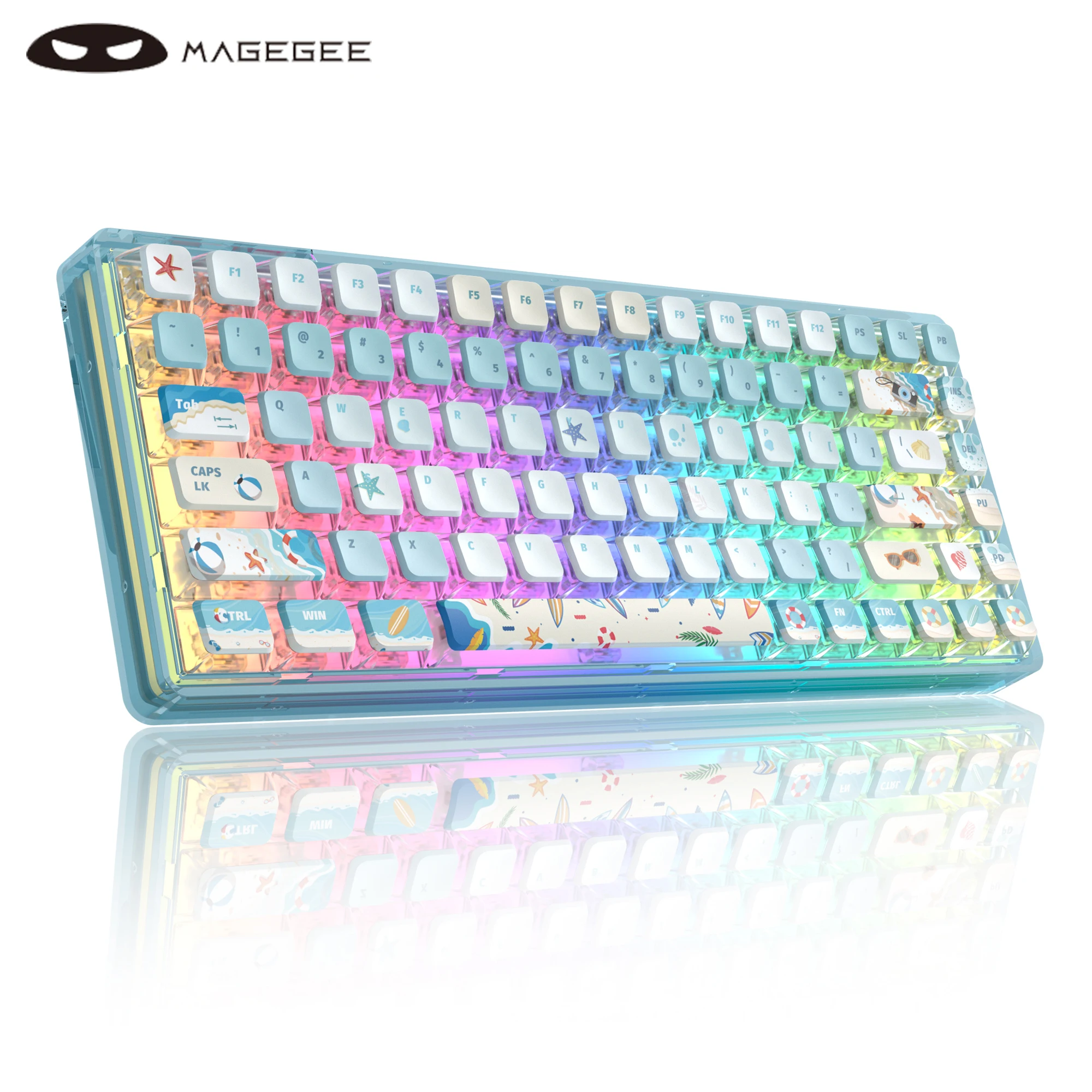 MageGee Light84 Wired Mechanical Gasket Keyboard，Cute Pudding Dye-Sublimation Keycaps 84Keys Hot swappable Gaming Keyboard