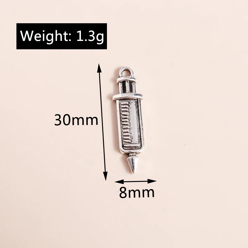 Leslie 20 Stück Legierung Medizinische Maschine Kit Charms Für Schmuck Machen DIY Handgemachte Krankenschwester Hut Spritze Stethoskop Anhänger – Detail 6