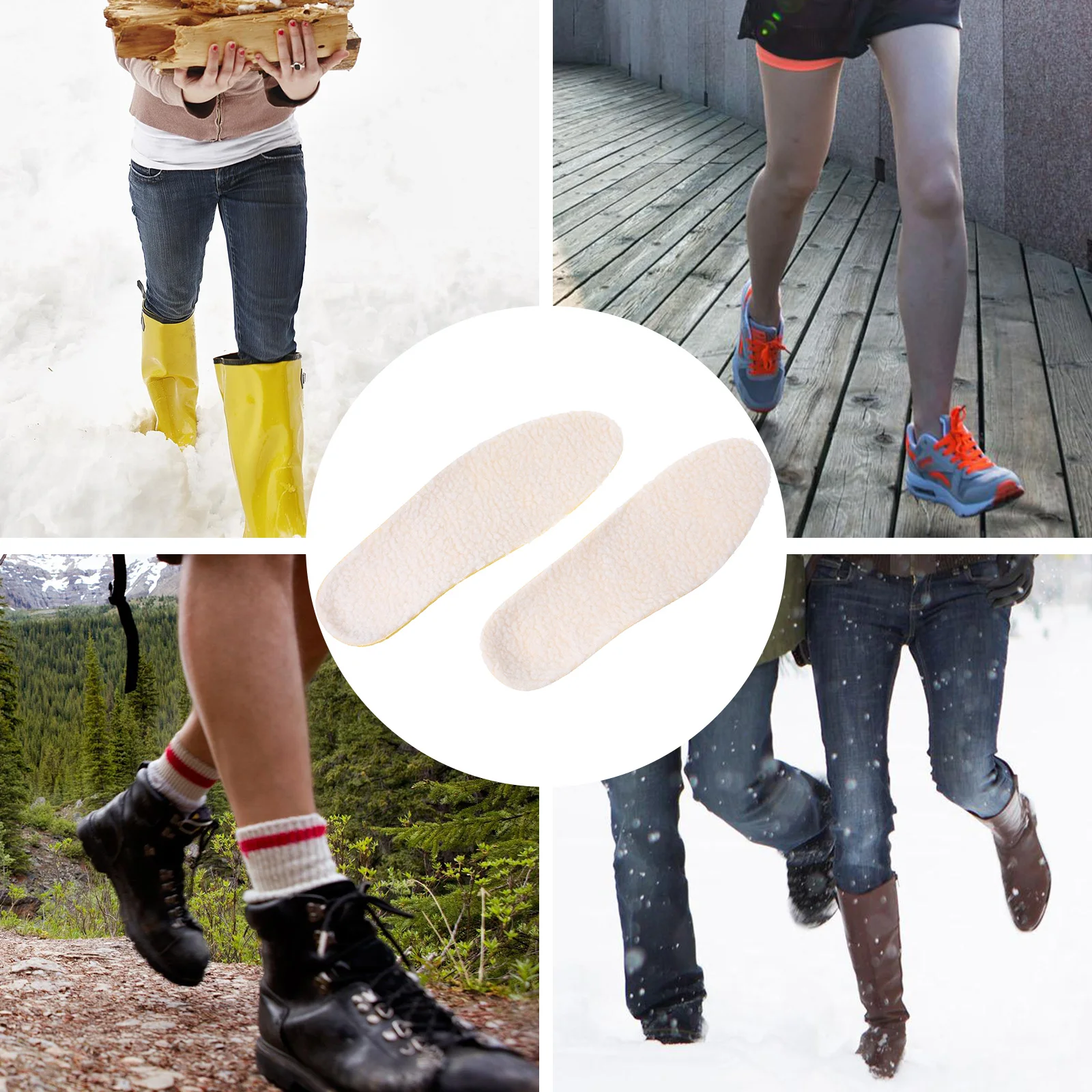 겨울 따뜻한 깔창 두꺼운 EVA 양피 통기성 감기 보호 신발 바닥 발 관리 도구 여러 크기