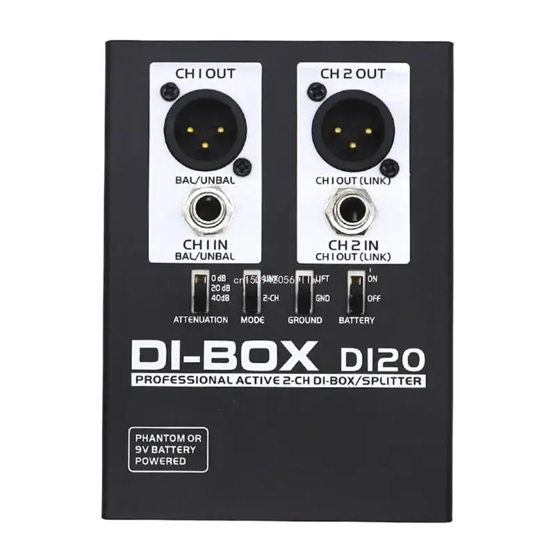 

DI20 Sound Active BOX Professional 2 Channel Box/Splitter for Stage Studio,Converts Unbalanced to Balanced Sound Dropship