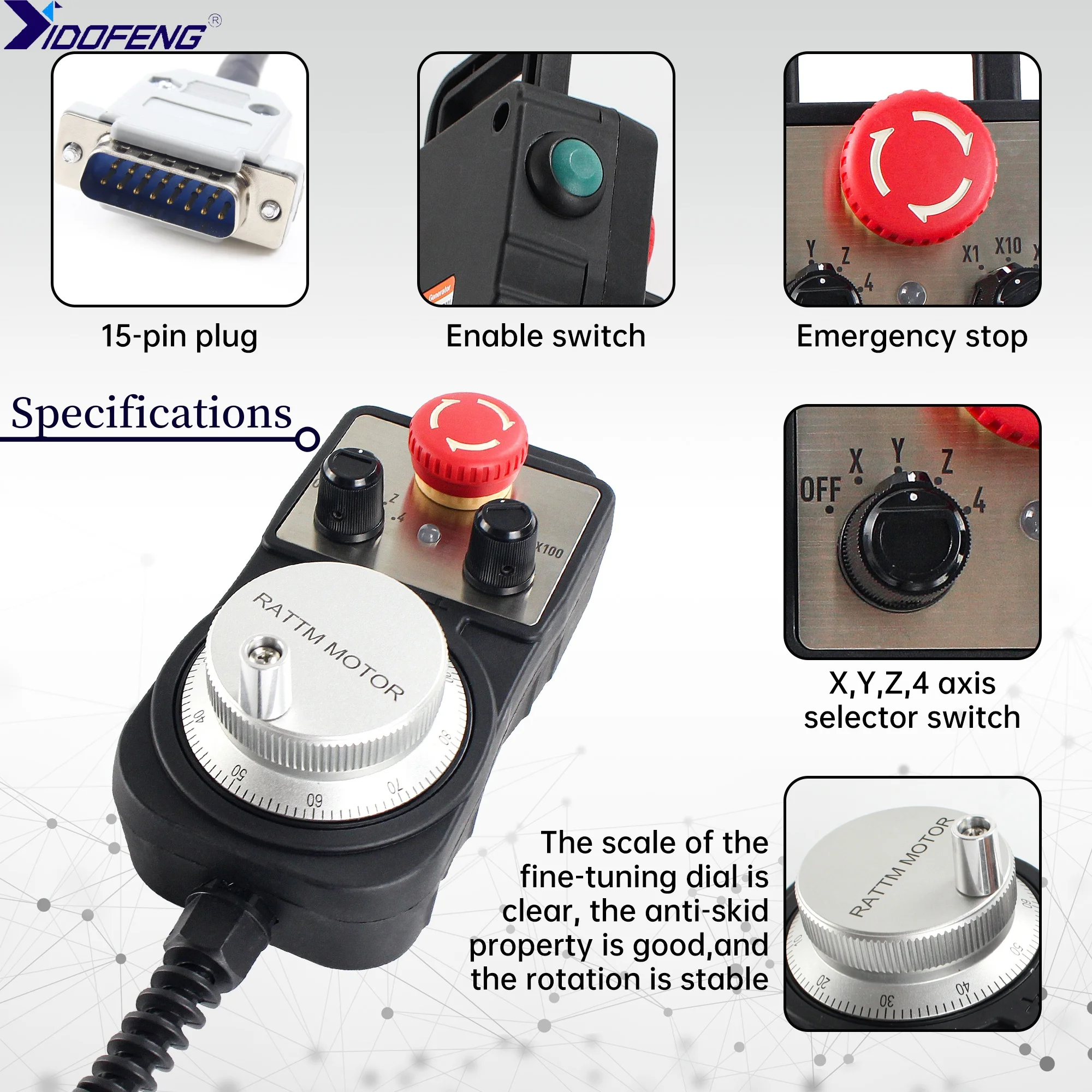 4 Axis DDCS V4.1 G-Code System CNC Stand Alone Offline Controller 500KHz + 4 Axis Electronic MPG Handwheel