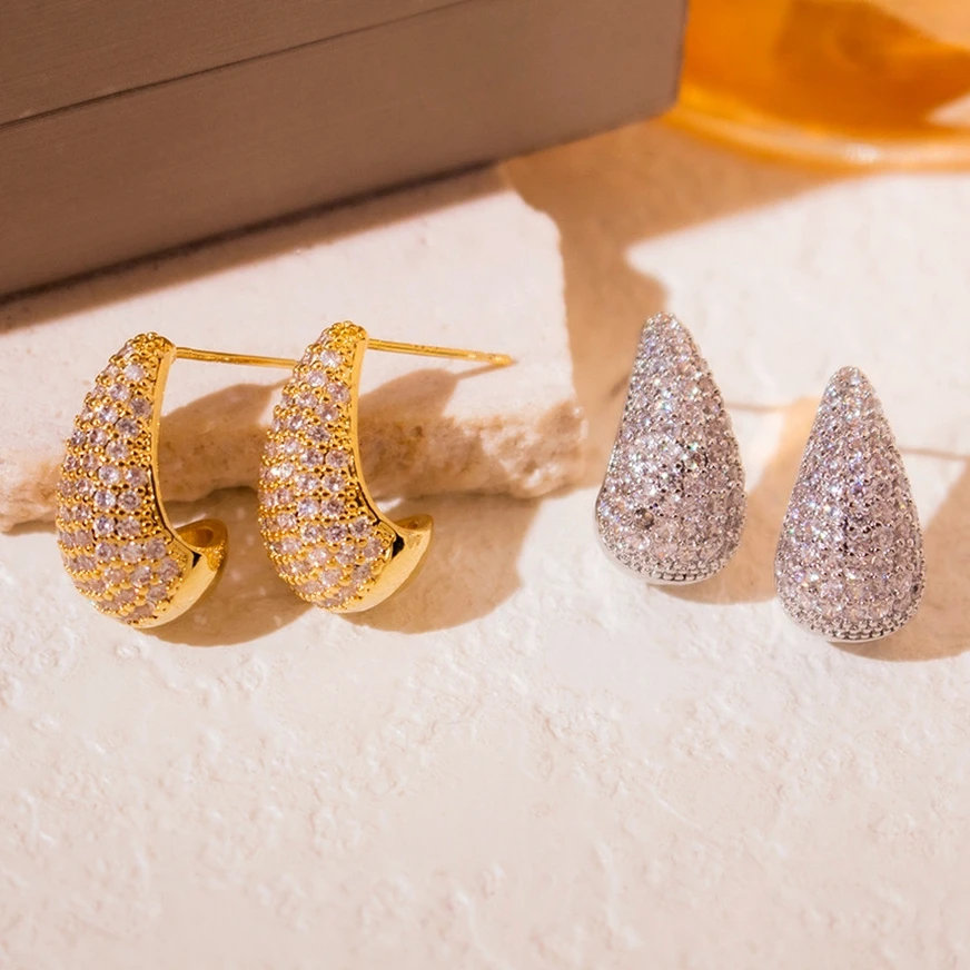 UILZ Bride Earrings For Women Wedding Accessories Rhinestone Gold Silver Summer forWomen Earrings Geometry Jewelry image 2