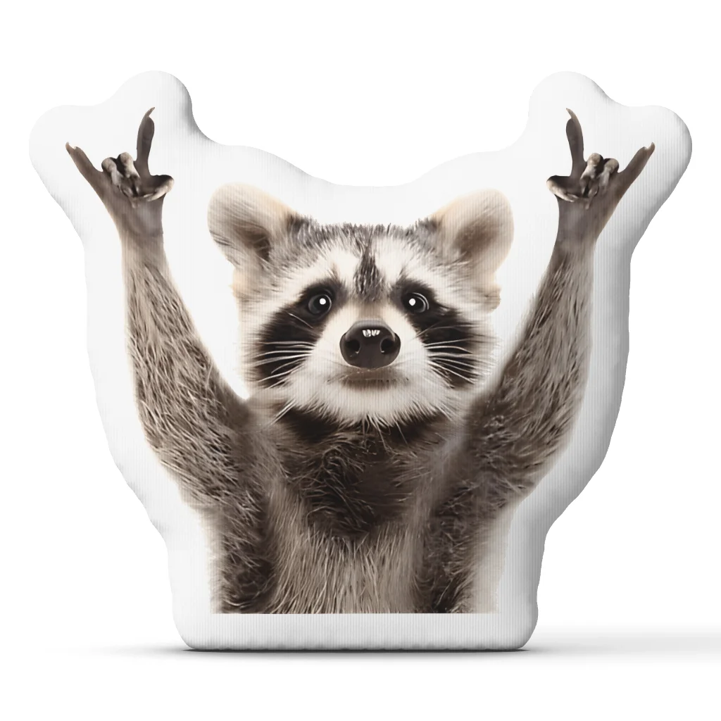 Cute Raccoon Shaped Throw Pillow Stuffed Animal Cushion Funny Raised Paws Sofa Decor Home Accent Gift for Wildlife Lovers