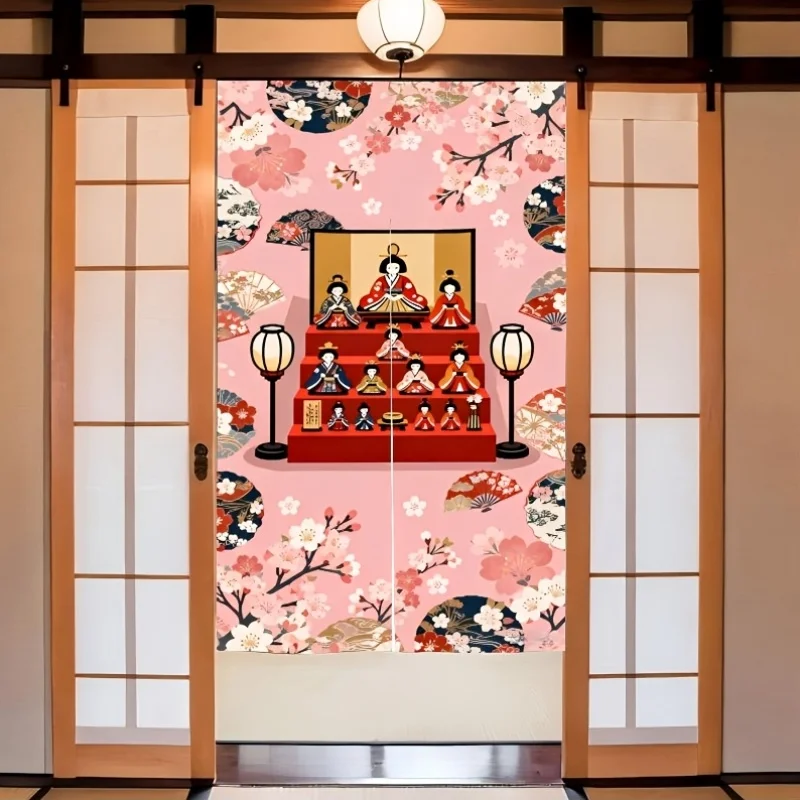 Traditional Floral Doll Door Curtain - Vibrant Art Motif Room Divider Privacy Drape for Dressing Room Bathroom Entrance