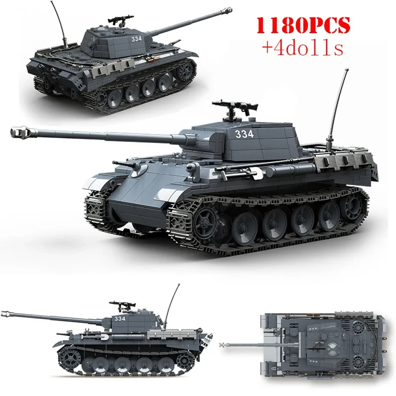 Tiger I Heavy & Panther Medium Tank Building Blocks, Intellectual Assembled Armored Vehicle Model, for Home Decor and Gift