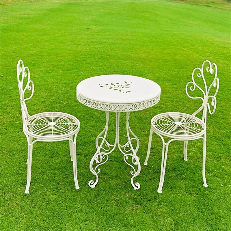 Nordic Iron Table and Chairs Set Outdoor Courtyard Lounge Chair Household Balcony Garden Coffee Table Garden Furniture set Z