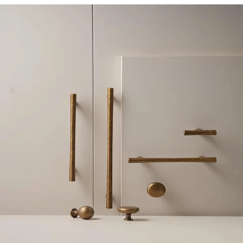 Solid Brass Cabinet Pulls, DAOLU Handmade Antique Bronze Knurled Hammered Drawer Handles, Furniture Door Handles, Full Copper.