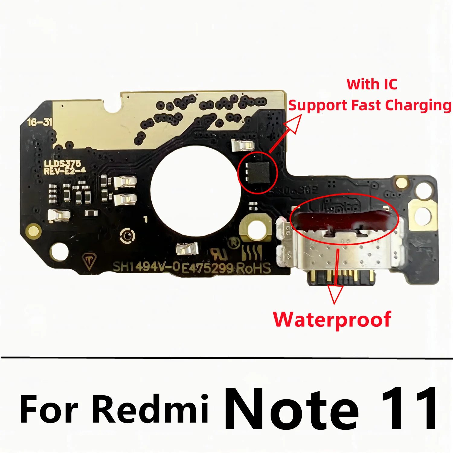 20 Pcs/Lot USB Charger Dock Flex Cable Connector Board Charging Port For Xiaomi Redmi Note 11 Replacement Parts