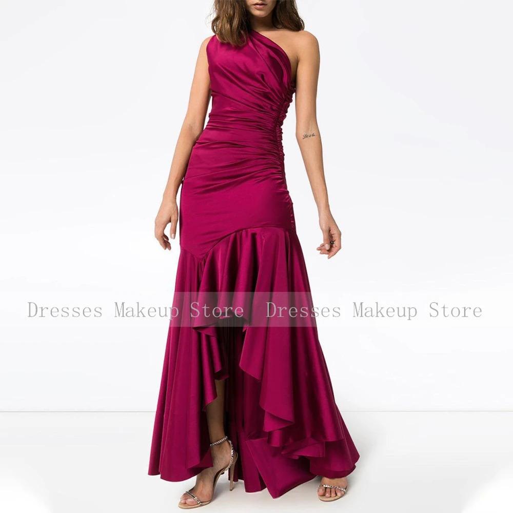 Robe de Soirée Sirène Bordeaux pour Femme, Tenue Longue à Volants, Hi-Lo, en Fibre, Sexy, pour Bal de Promo