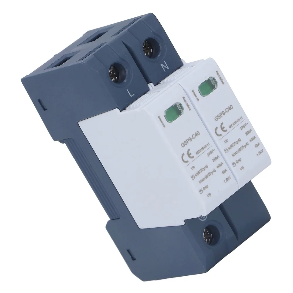 Quick Response 40KA Voltage Protection Arrester 2P 275V Protective Device Photovoltaic DC Arrester Office Electrical Security