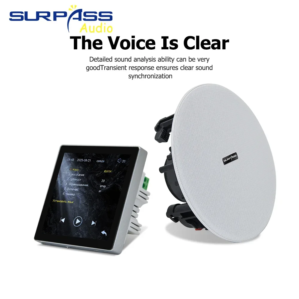 الذكية بلوتوث الجدار مكبر للصوت 4 بوصة 30 واط لوحة الموسيقى دعم راديو Fm مع HiFi ستيريو محوري السقف المتكلم للسكنية