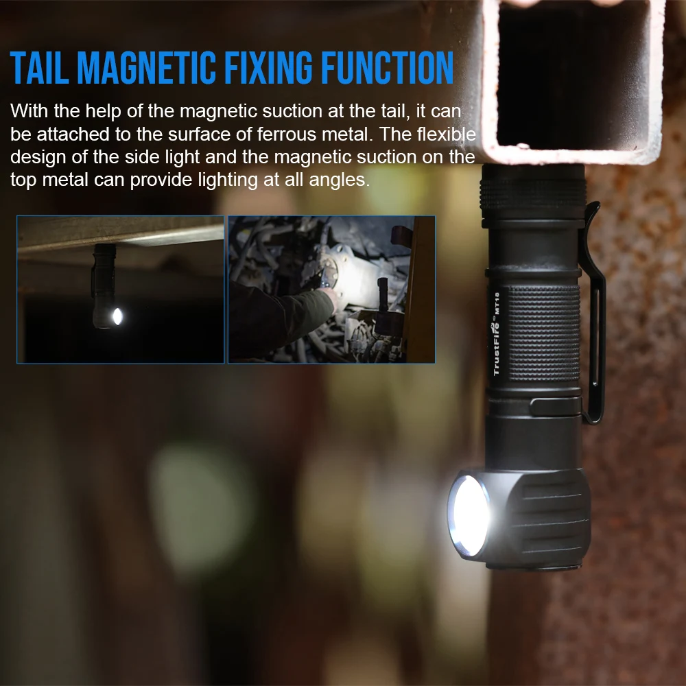 Trustfire MT18 1100lm LED Headlamp USB Rechargeable 180° Headlight Powerful Waterproof Head Torch with Magnetic Tail Flashlight