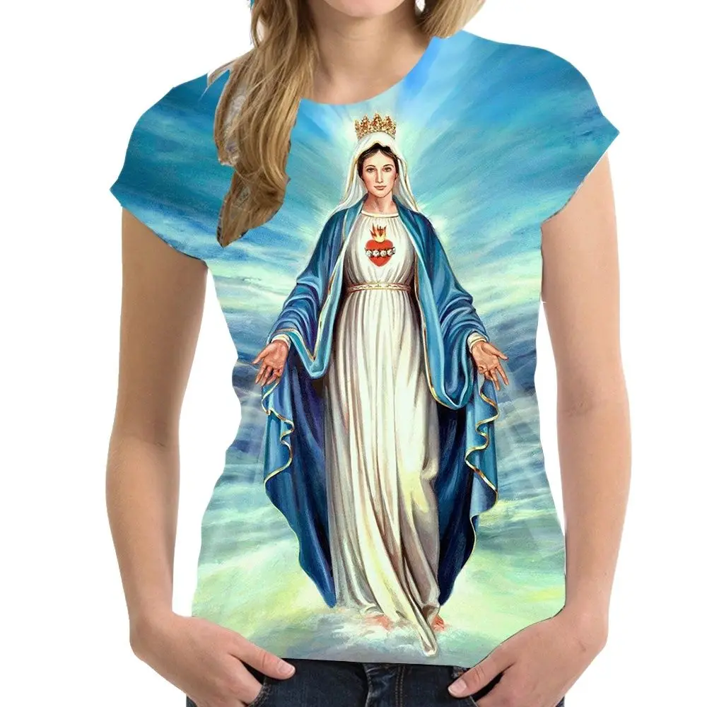 Summer Virgin Mary 3D Print T-shirt Women Man T Shirts Harajuku Streetwear Short Sleeve Tees Unisex Oversized Y2k Tops Clothing