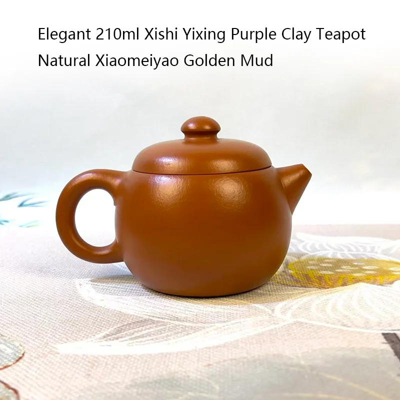 Yixing Xishi Zisha Teapot 210ml Hand‑made Xiaomeiyao Golden Zhuni Clay Smooth Water Flow Kung Fu Tea Collectible Art Gift
