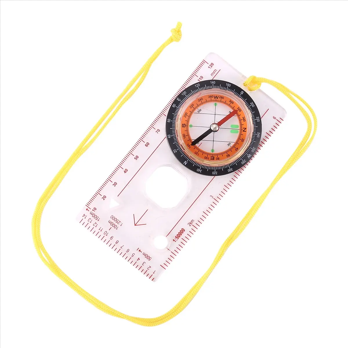 【NEW！TURE】 Baseplate Ruler Compass Map Scale Magnifier With Strap Camping Hiking OCOMP7198