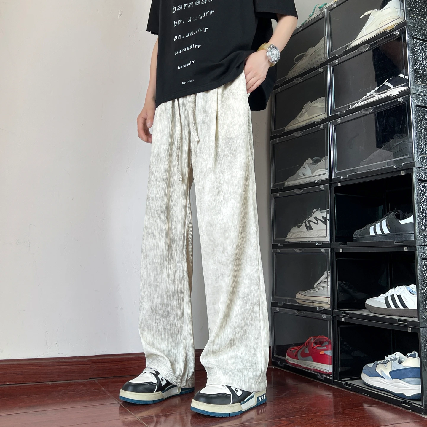 

LAPPSTER Korean Fashions Tie Dye Joggers Pants Men Loose Baggy Joggers Pants Ice Cool Designer Vintage Trousers Straight Pants