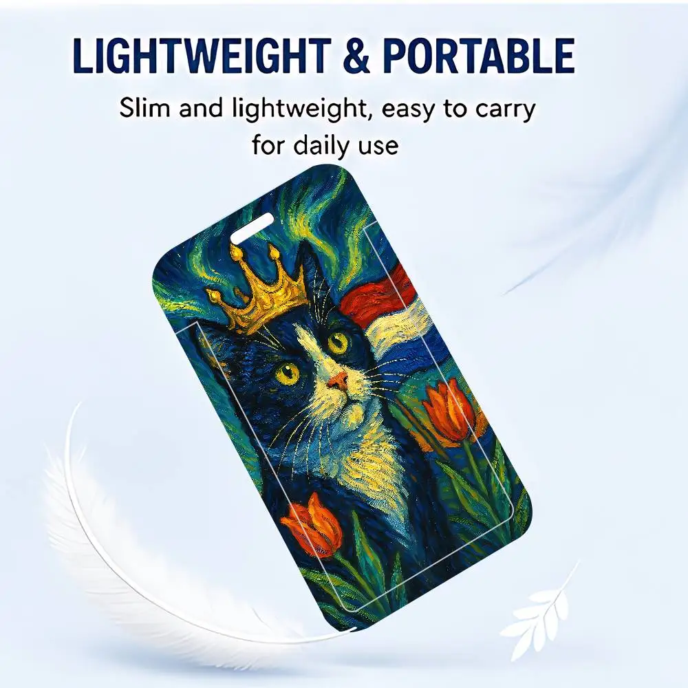 CUte Cat ID Card Holder Cute Badge Holder PVC Card Cover With Clear Window For Student Office Bus Card