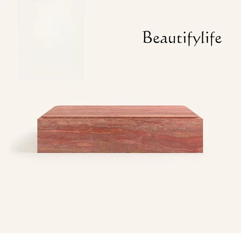 Nl J Simple And Fashionable Natural Travertine Coffee Table Designer Villa Living Room Home Light Luxury Rectangular Coffee Tab