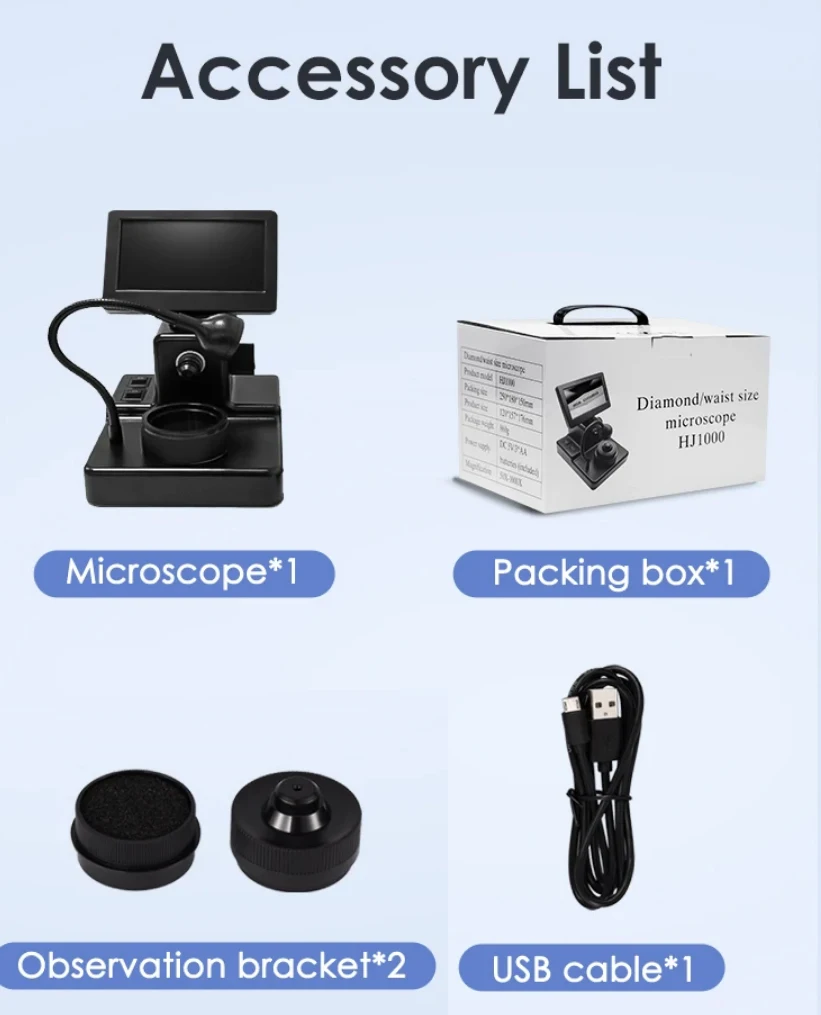 1000X Digital Diamond Girdle Viewer Microscope Camera Diamond Inscription Viewer with 4.3Inch LCD Screen Properties Observer