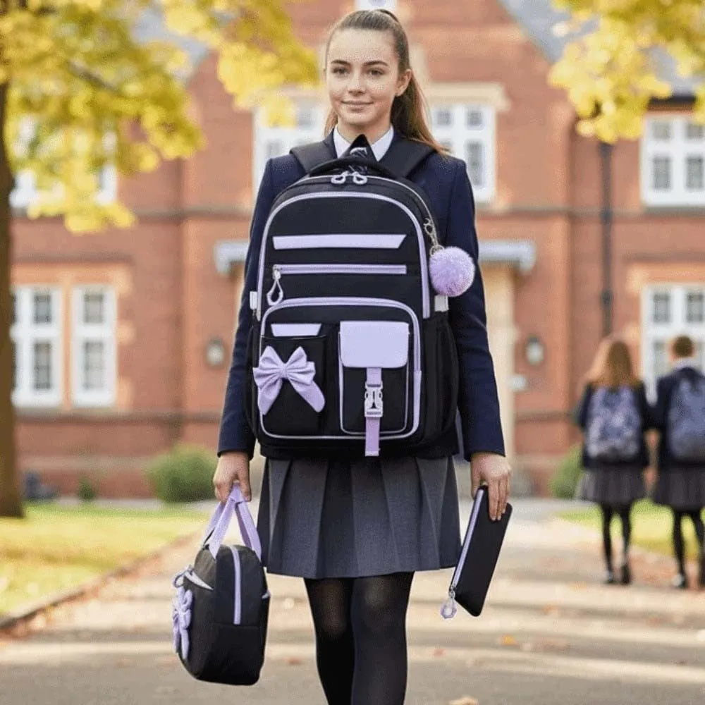 

Набор школьных рюкзаков из трех предметов: рюкзак, пенал и сумка для обеда, с фиксированными ремнями для защиты от царапин