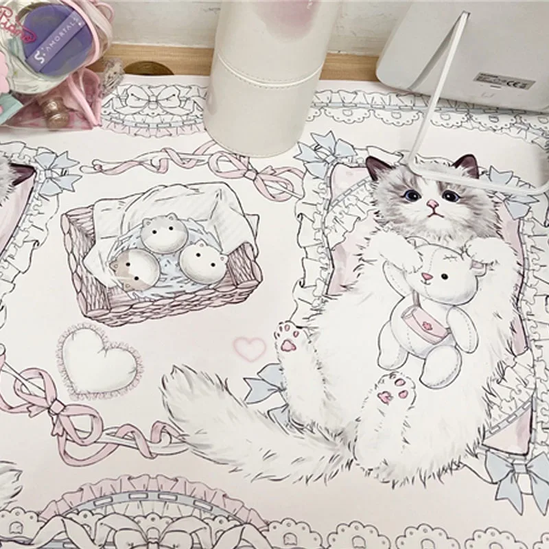 Tapete de mesa de cuero serie Ragdoll Cat, alfombrilla grande para ratón, alfombrilla de escritorio con costuras para Gamer, mantel para mascotas, decoración para habitación de niña